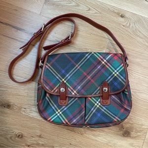 Dooney & Bourke Tartan Plaid Crossbody Saddle Bag